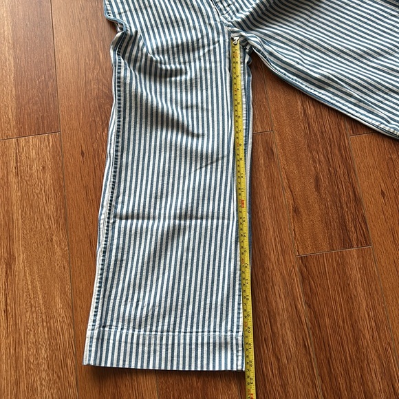 Madewell Emmett Wide-Leg Crop Pant in Herringbone Railroad Stripe 24P Petite GUC - Picture 9 of 10